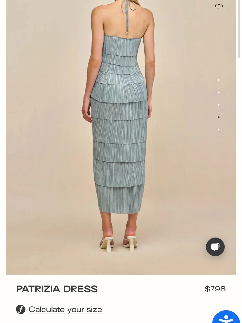 cult gaia Pleated Halter Midi Dress in Light Blue - Picture 4 of 6